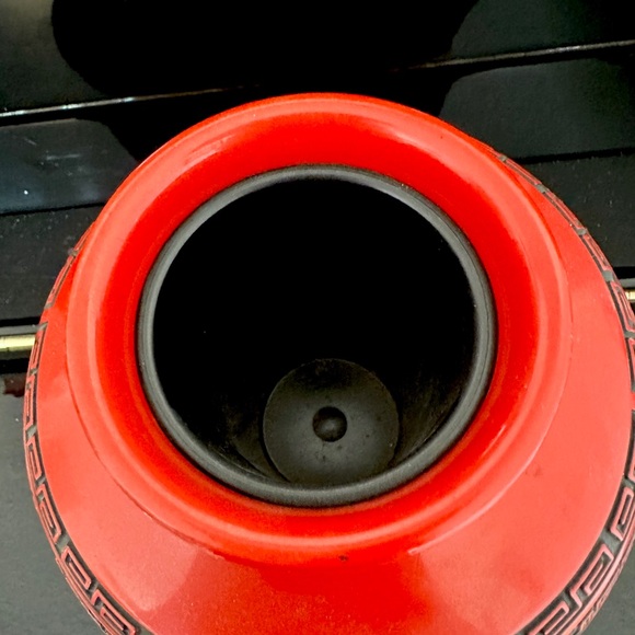 Japanese Flower Vase Red Cinnabar Lacquer Kabin Ikebana Kamakura Bori Ceremony - Picture 13 of 15